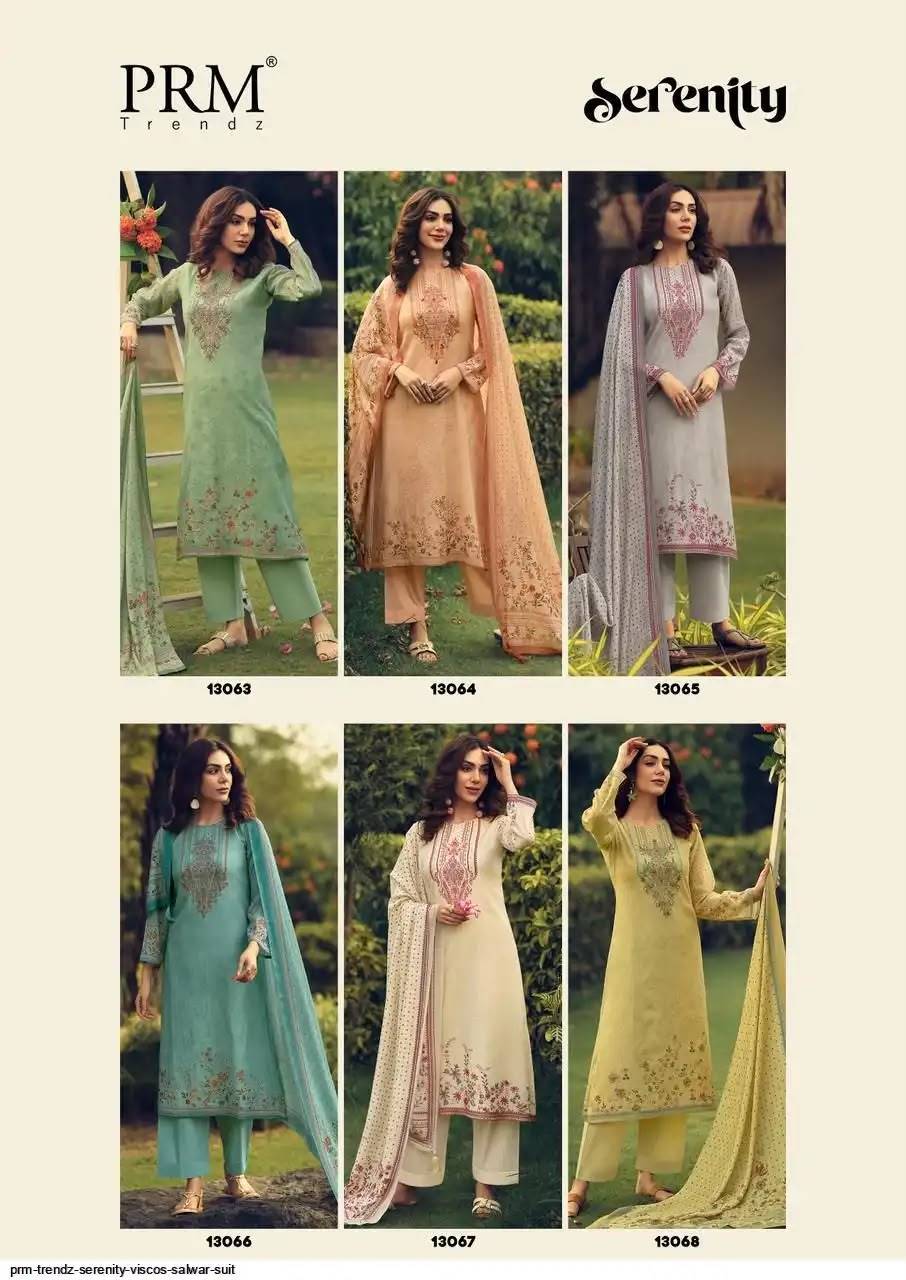 SERENITY By PRM TRENDZ 13063 To 13068 Series Stylish Beautiful Colourful PURE VISCOUS MAL CHANDERI Dresses At Wholesale Price